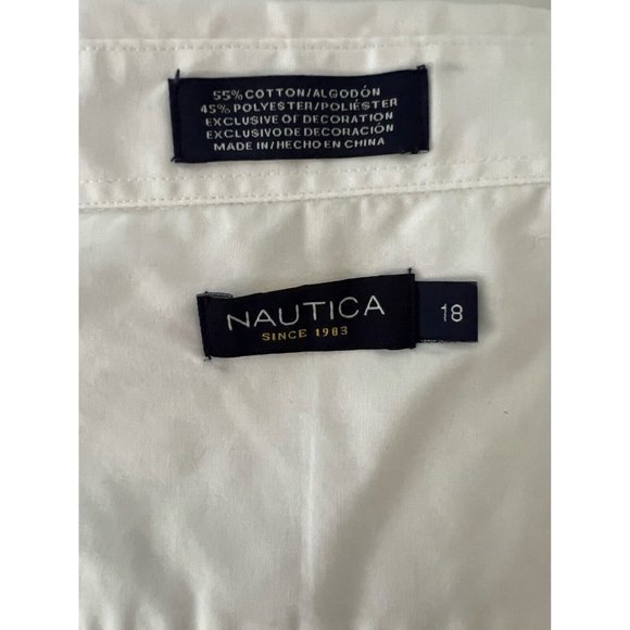 Nautica Men's Shirt Dress Button Down White Cotton 18 - Picture 7 of 7